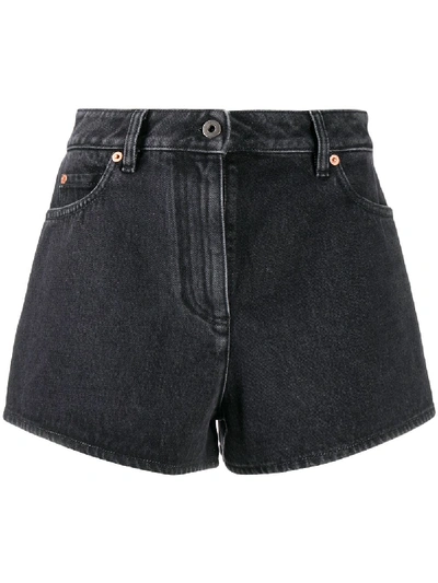 Shop Valentino Vlogo Denim Shorts In Black