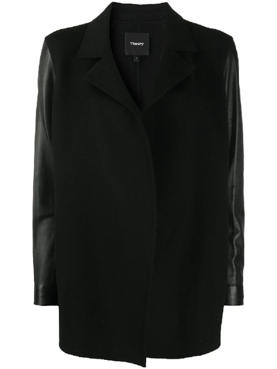 Shop Theory Leather-look Blazer Jacket In Black