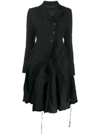 Shop Marc Le Bihan Wrinkled-effect Flared Coat In Black
