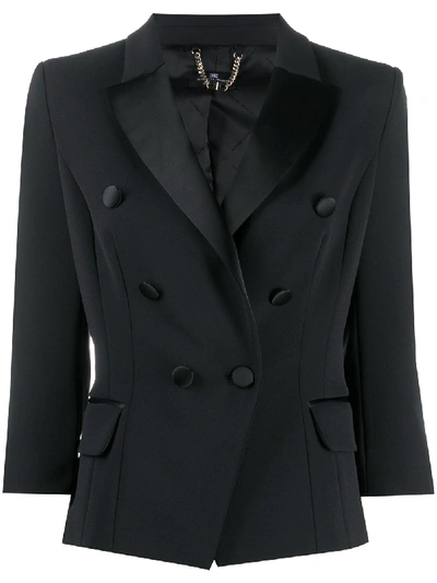 Shop Elisabetta Franchi 3/4 Sleeves Fitted Blazer In Black