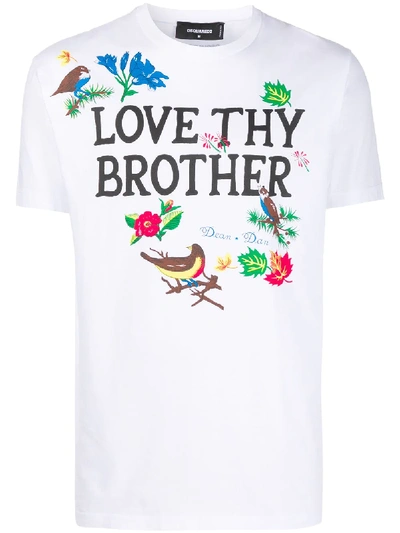 Shop Dsquared2 Love Thy Brother Print T-shirt In White