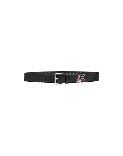 Shop Armani Exchange Leather Belt In Black