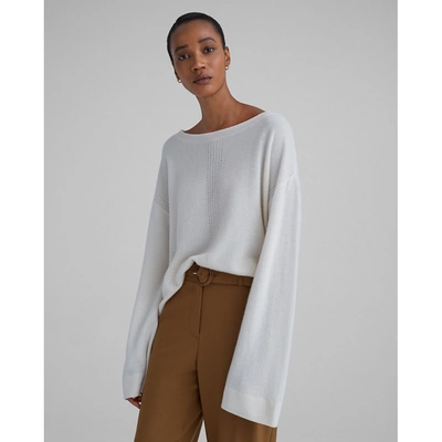 Shop Club Monaco Cashmere Pointelle Knit Sweater In Ivory