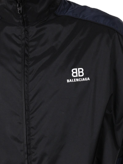 Shop Balenciaga Color Block Bb Jacket In Black