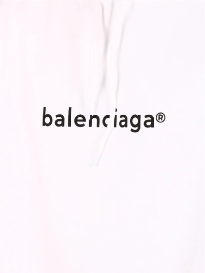 Shop Balenciaga Logo Hoodie White