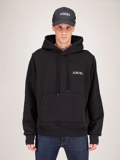 Shop Amiri New Large Logo Hoodie Black White
