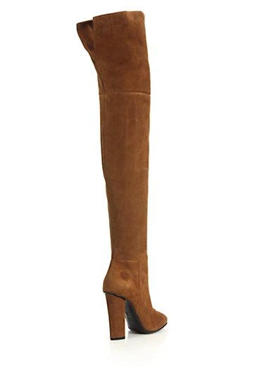 Shop Giuseppe Zanotti Suede Over-the Knee Split-back Boots In Brown
