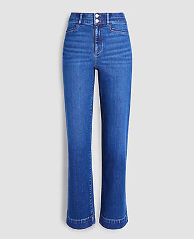 Shop Ann Taylor Sculpting Pocket High Rise Straight Jeans In Bright Authentic Indigo Wash