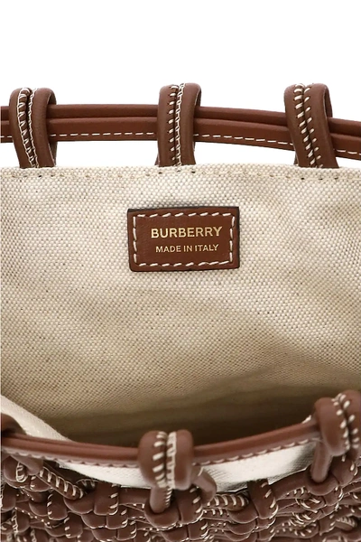 Shop Burberry Drawstring A Mesh Crossbody Bag In Brown,beige