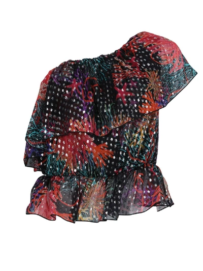 Shop Dundas Multicolored Asymmetric One-shoulder Ruffle Top