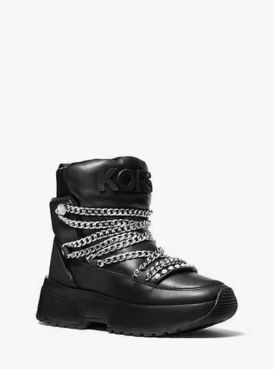 Shop Michael Kors Cassia Leather Boot In Black