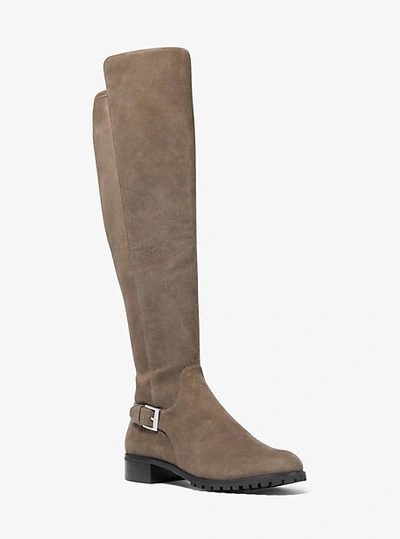 Shop Michael Kors Branson Stretch Suede Boot In Grey