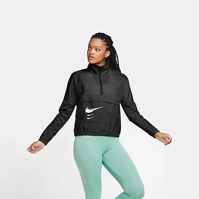 Shop Nike Women's Swoosh Run Half-zip Jacket In Black