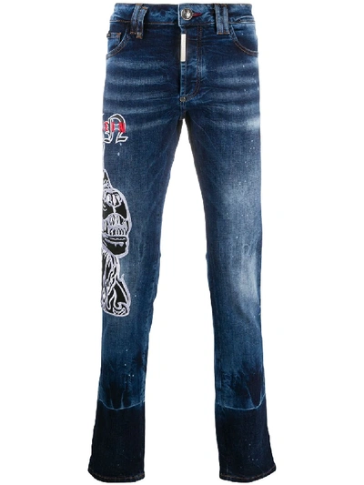Shop Philipp Plein Star Mid-rise Straight Jeans In Blue