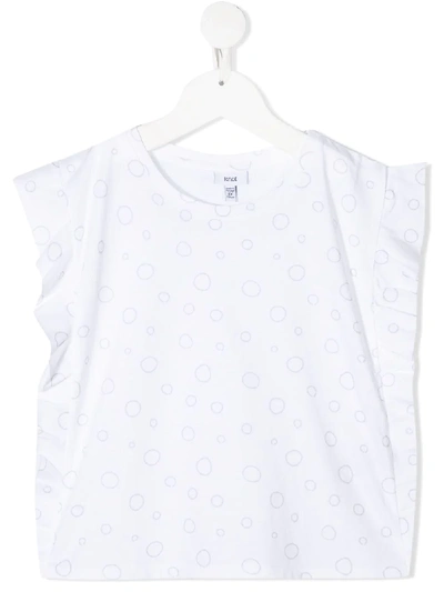 Shop Knot Ruffle-trimmed Bubbles Top In White