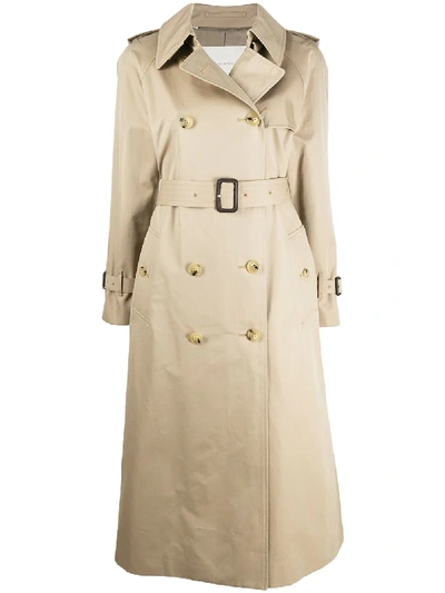 Shop Mackintosh Midi Cotton Trench Coat In Neutrals