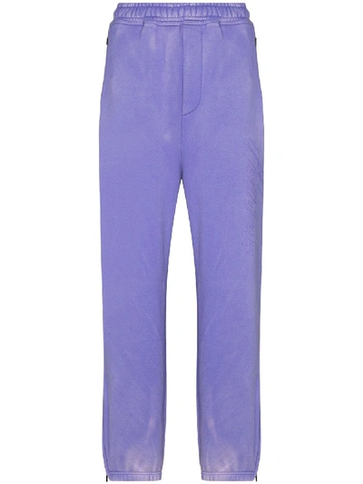 Shop We11 Done Bleached Reflective Logo Track Trousers In Purple