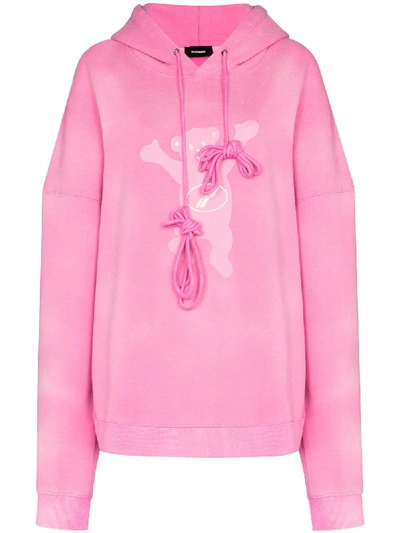 Shop We11 Done Teddy-print Relaxed-fit Hoodie In Pink