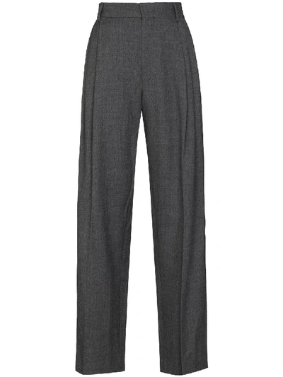 Shop We11 Done Pleated Wool Trousers In Grey
