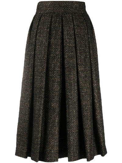 Shop Dolce & Gabbana Micro Tweed Pleated Skirt In Black
