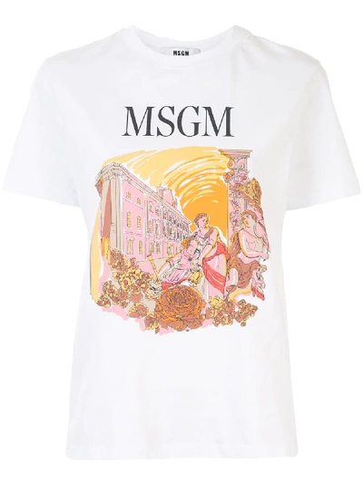 Shop Msgm Abstract Print T-shirt In White