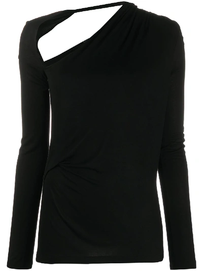 Shop Helmut Lang Asymmetric Plain Blouse In Black