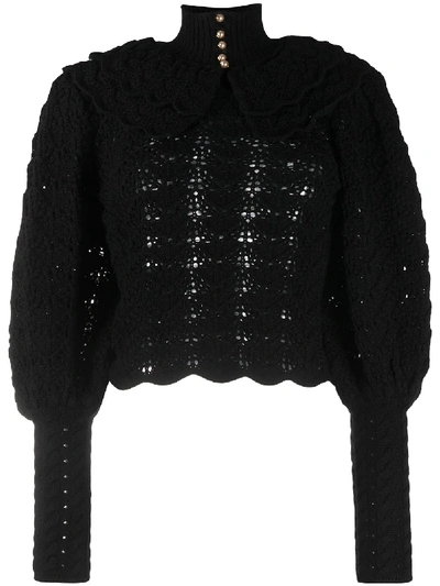 Shop Zimmermann Knitted Puff Sleeve Top In Black