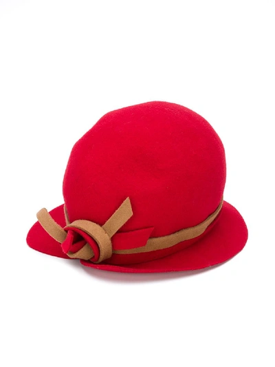 Shop Mi Mi Sol Contrast Ribbon Felt Hat In Red