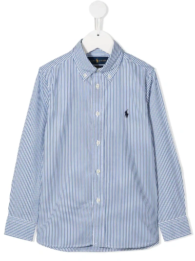 Shop Ralph Lauren Striped Cotton Shirt In Blue