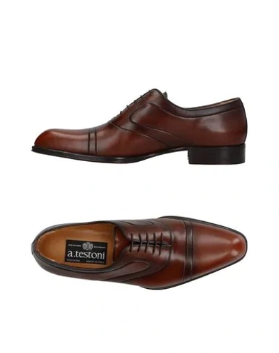 Shop A.testoni Laced Shoes In Brown