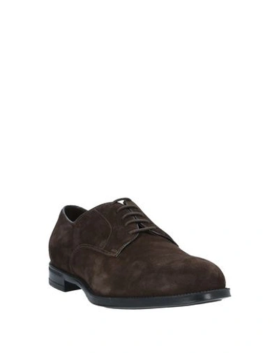 Doucal's Man Lace-up Shoes Dark Brown Size 7 Soft Leather In Brown