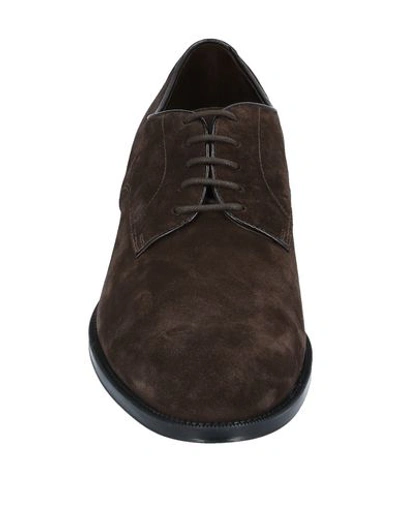 Doucal's Man Lace-up Shoes Dark Brown Size 7 Soft Leather In Brown