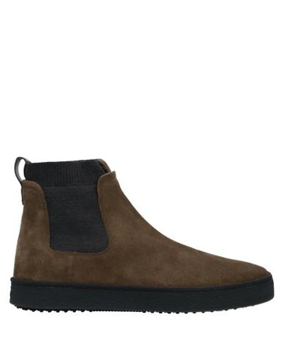 Shop Hogan Man Ankle Boots Dark Brown Size 7 Soft Leather