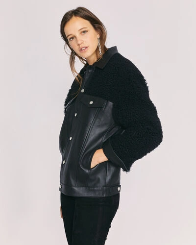 Novus Sherpa Leather Jacket In Black