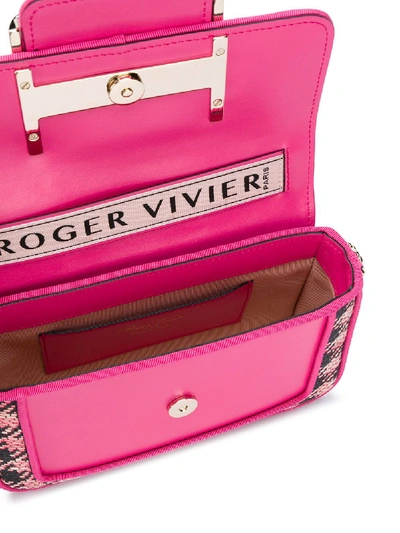 Shop Roger Vivier Tres Vivier Leather Crossbody Bag In Violet