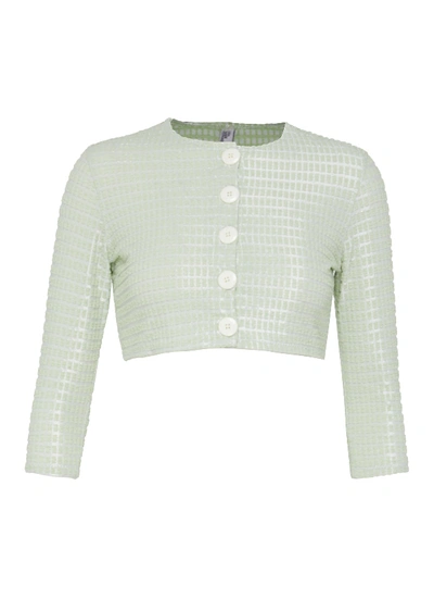 Shop Lisa Marie Fernandez Button Up Crop Cardigan In Green