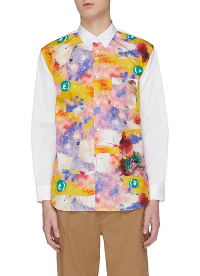 Shop Comme Des Garçons Shirt X Futura Multi-coloured Graphic Print Patchwork Shirt