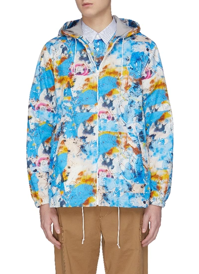 Shop Comme Des Garçons Shirt X Futura Printed Fleece Lined Hooded Jacket In Multi-colour