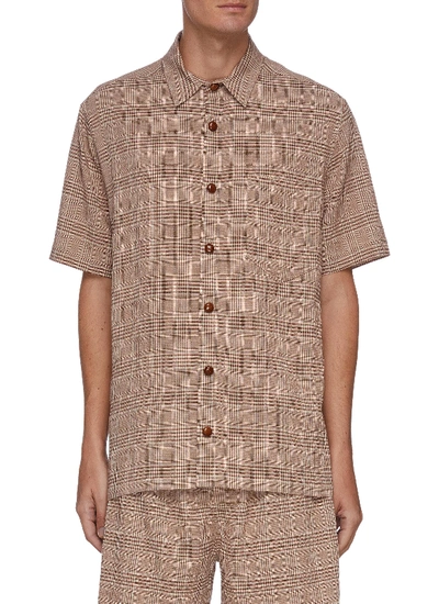 Shop Nanushka 'adam' Check Print Pocket Short Sleeve Shirt In Multi-colour