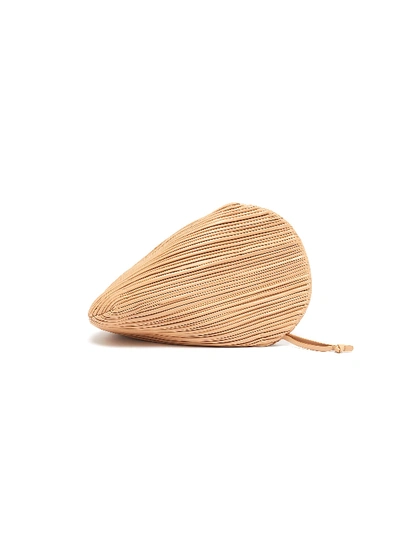 Shop Neous Pluto' Pleated Swirl Leather Clutch In Neutral
