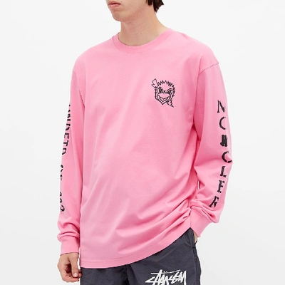 Shop Moncler Genius 2 Moncler 1952 X Undefeated Long Sleeve Eagle Logo Print Tee In Pink