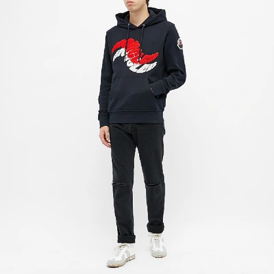 Shop Moncler Wave Logo Popover Hoody In Blue