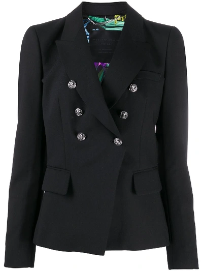 Shop Philipp Plein Crystal Skull Embellished Blazer In Black