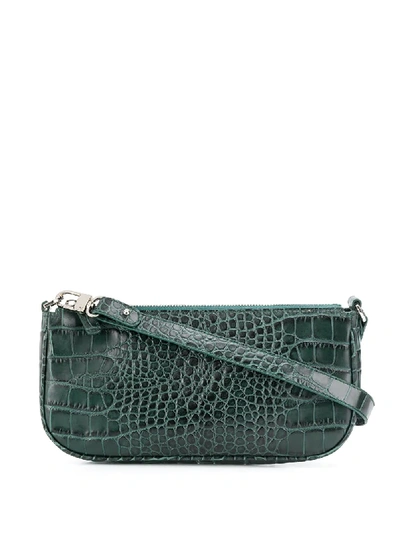 Shop By Far Rachel Croc-effect Baguette Shouler Bag In Green