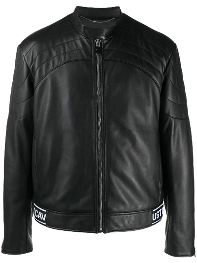 Shop Just Cavalli Logo-hem Biker Jacket In Black
