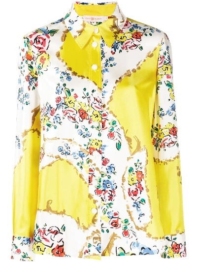 Shop Tory Burch Floral Print Shirt In Yellow