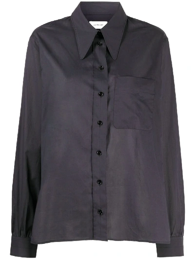 Shop Lemaire Silk-blend Long Sleeve Shirt In Black