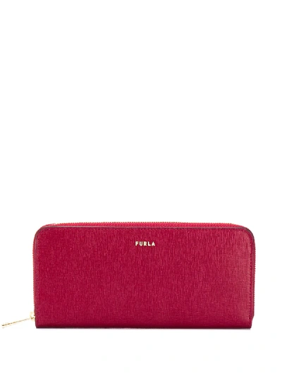 Shop Furla Leather Zip Purse In Red