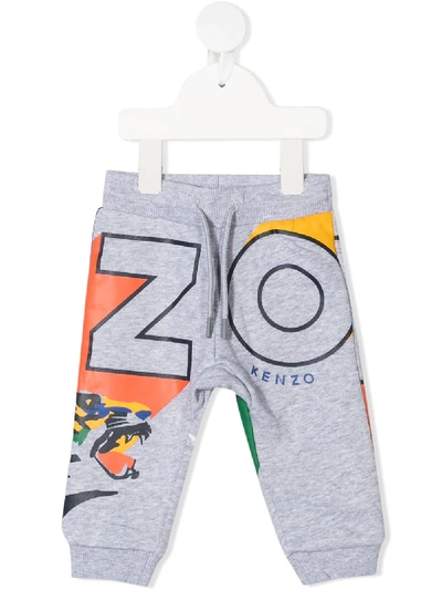 Shop Kenzo Graphic Logo Track Pants In Grey