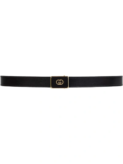 Shop Gucci Interlocking G Buckle Belt In Black